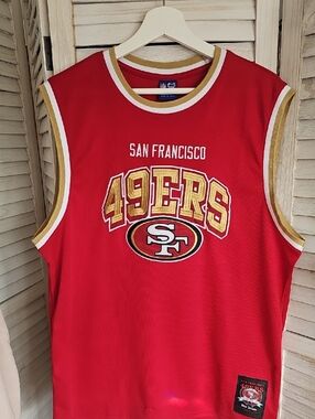 NFL San Francisco 49ers Red Tank Jersey with Gold and White Trim
